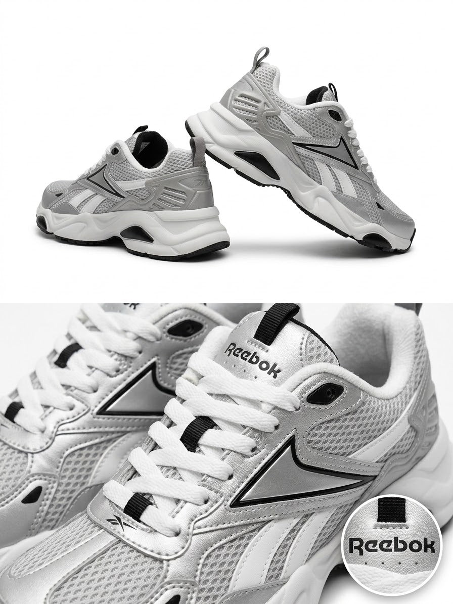 ⁠Tenis Deportivos Reebok Retro Runner Y2K – Metallic Silver con Suela Chunky⁠