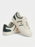 Sneakers Tommy Hilfiger Casual Mujer – Marfil con Verde Bosque y Placa Dorada⁠