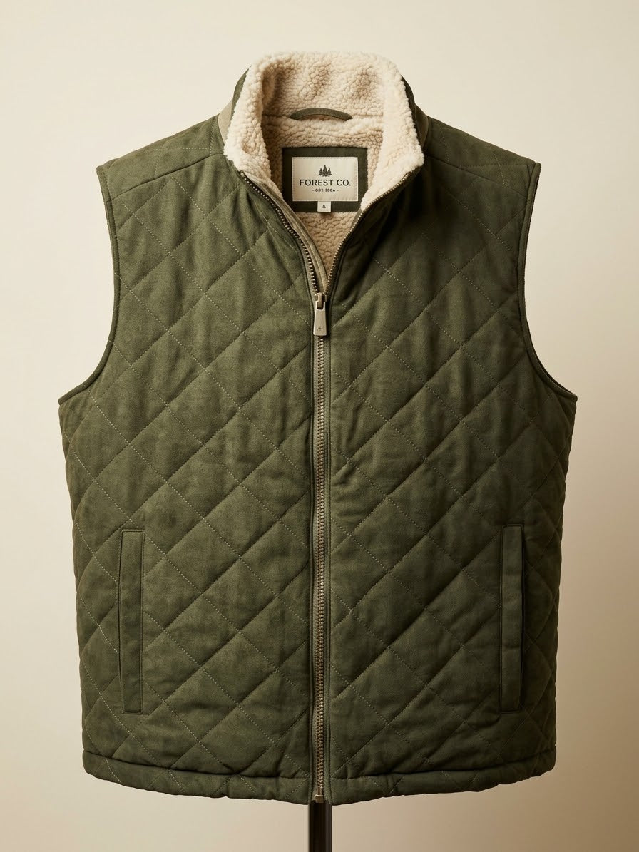 Chaleco Reversible Térmico Rainforest Acolchado con Borrego - Verde Militar / Beige