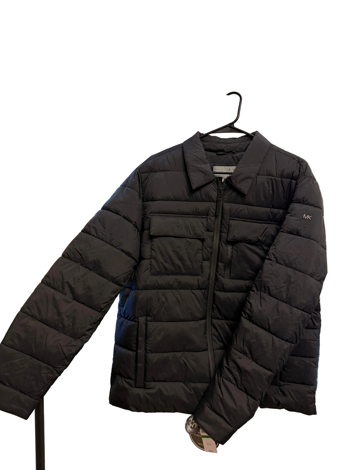 Chaqueta Utilitaria Michael Kors Hombre – Acolchada Negra con Cuello Camisero