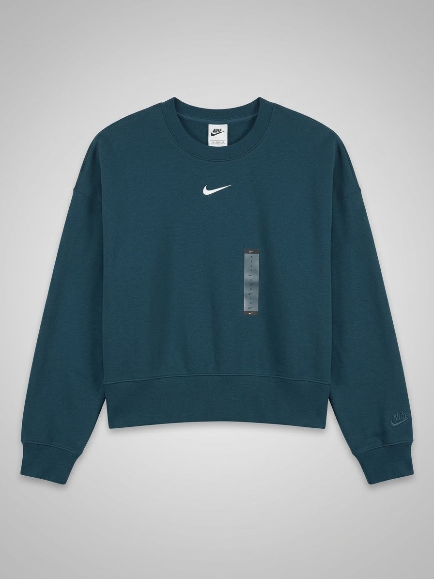 Sudadera Nike Phoenix Fleece Oversized Mujer – Verde Pino con Mini Swoosh Central