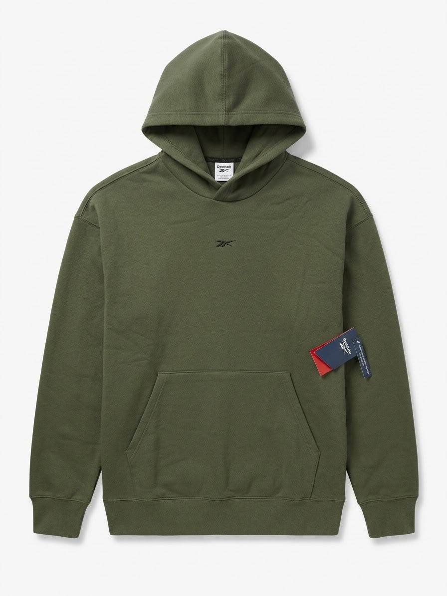 Buzo con Capucha Reebok Hombre – Verde Militar con Logo Minimalista Central