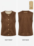 Chaleco Reversible Michael Kors Dama – Gamuza Coñac y Borrego Sherpa con Broches Dorados