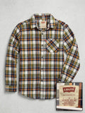 Camisa de Franela Levi's Boys – Manga Larga a Cuadros Verde y Mostaza (12-13 Años)