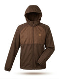 Chaqueta Cortavientos New Balance Hombre – Café Moka con Capucha y Panel Monograma NB