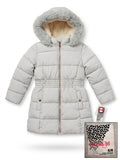 Chaqueta de Invierno Kensie Girl Niña – Gris Perla con Forro de Borrego y Capucha de Pelo (Talla 5/6)