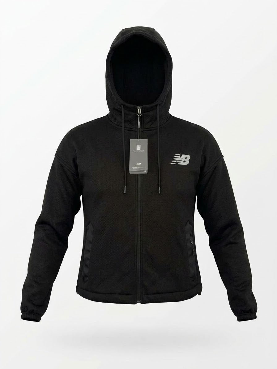 Chaqueta Deportiva New Balance con Capucha Full Zip – Mujer Negra (Talla M)